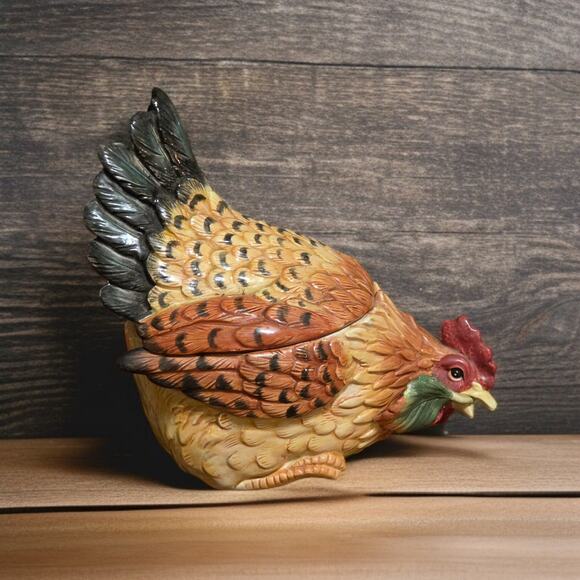 Fitz and Floyd Classics Country Gourmet Collection Hen Butter Tub and Lid Vtg - Picture 4 of 11